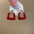 Gold Plated Copper Red Zircon Rhombus Stud Earrings With Silver Posts Old Money Vintage Style view 4