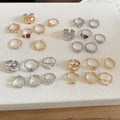 Wrinkled Rhinestone Resin Open Ring Jewelry Set For Women, Geometric Minimalist Luxury Style view 4