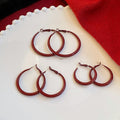 Iron Enamel Round Hoop Earrings For Women, Retro Light Luxury Everyday Commuter Style view 2