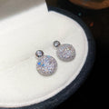 Real Gold Plated Copper Round Zircon Stud Earrings With Silver Posts Minimalist Luxury Style view 3
