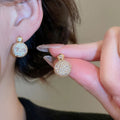 Real Gold Plated Copper Round Zircon Stud Earrings With Silver Posts Minimalist Luxury Style view 4