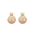 Real Gold Plated Copper Round Zircon Stud Earrings With Silver Posts Minimalist Luxury Style view 5