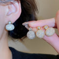Real Gold Plated Copper Round Zircon Stud Earrings With Silver Posts Minimalist Luxury Style view 2