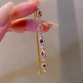 Light Luxury Copper Zircon Teardrop Bangle Elegant Daily Commuter Bracelet Jewelry view 2