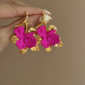Light Luxury Painted Flower Alloy Drop Earrings With Silver Needle Posts For Women view 3