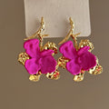 Light Luxury Painted Flower Alloy Drop Earrings With Silver Needle Posts For Women view 1