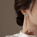 Vintage Light Luxury Alloy Rhinestone Flower Stud Earrings For Women Accessories view 4