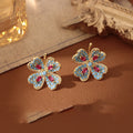 Vintage Light Luxury Alloy Rhinestone Flower Stud Earrings For Women Accessories view 3