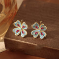Vintage Light Luxury Alloy Rhinestone Flower Stud Earrings For Women Accessories view 1