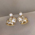 Gold Plated Shell Horse Stud Earrings With Silver Posts And Zircon Light Luxury Daily Jewelry view 1