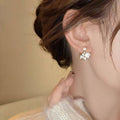 Gold Plated Shell Horse Stud Earrings With Silver Posts And Zircon Light Luxury Daily Jewelry view 4