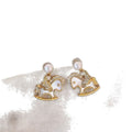 Gold Plated Shell Horse Stud Earrings With Silver Posts And Zircon Light Luxury Daily Jewelry view 5