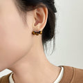 Maillard Style Resin Tiger Eye Round Geometric Stud Earrings For Women view 2
