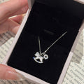 Light Luxury New Chinese Copper Zircon Mother Of Pearl Horse Sweater Necklace view 1