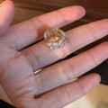Minimalist Copper Zircon Round Flower Petal Clip-on Earrings For Non-Pierced Ears view 4