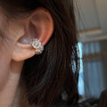 Minimalist Copper Zircon Round Flower Petal Clip-on Earrings For Non-Pierced Ears view 3