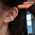 Minimalist Copper Zircon Round Flower Petal Clip-on Earrings For Non-Pierced Ears view 2