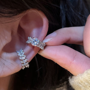 Luxury Copper Zircon Round Geometric Ear Cuff Clip-on Earrings for Women