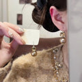 French Vintage Faux Pearl Rhinestone Geometric Round Ear Cuff Earrings For Women view 2