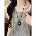 Wooden Heart Gourd Pendant Sweater Necklace Ethnic Casual Oval Geometric Statement Chain view 4