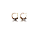 Maillard Style Tiger Eye Stone Zircon Round Hoop Earrings With Sterling Silver Posts view 5