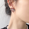 Copper Zircon Enamel Firework Flower Stud Earrings Elegant Vintage Light Luxury Jewelry For Women view 2