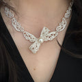 Alloy Pearl Bow Pendant Sweater Necklace, Sweet Casual Clavicle Chain For Women view 1