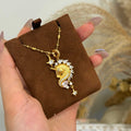 18K Gold Plated Copper Zircon Horse Zodiac Necklace Vintage Palace Style Collarbone Chain view 4