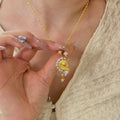 18K Gold Plated Copper Zircon Horse Zodiac Necklace Vintage Palace Style Collarbone Chain view 1