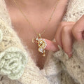 18K Gold Plated Copper Zircon Zodiac Horse Sweater Necklace For Women Light Luxury Chinese Style view 2