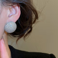 Copper Zircon Round Iridescent Stud Earrings Minimalist Light Luxury Geometric Fashion Jewelry view 4