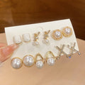Light Luxury Floral Faux Pearl Silver Pin Stud Earrings Jewelry Set For Women view 1