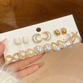Light Luxury Floral Faux Pearl Silver Pin Stud Earrings Jewelry Set For Women view 3
