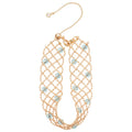 Elegant Copper Crystal Beaded Hollow Geometric Quadrilateral Bangle Bracelet view 5