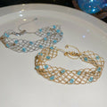 Elegant Copper Crystal Beaded Hollow Geometric Quadrilateral Bangle Bracelet view 4