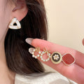 Light Luxury Heart Faux Pearl Stud Earrings Jewelry Set With Enamel Silver Needle Posts view 4