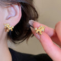 Gold Plated Copper Coin Horse Earrings Necklace Jewelry Set For Women Light Luxury OL Style view 4