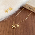 Gold Plated Copper Coin Horse Earrings Necklace Jewelry Set For Women Light Luxury OL Style view 3