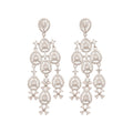Copper Zircon Teardrop Flower Tassel Stud Earrings Elegant Light Luxury Style view 5