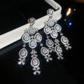 Copper Zircon Teardrop Flower Tassel Stud Earrings Elegant Light Luxury Style view 4
