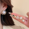 Light Luxury Faux Pearl Flower Geometric Round Square Stud Earrings For Women view 2