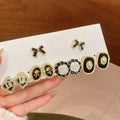 Light Luxury Faux Pearl Flower Geometric Round Square Stud Earrings For Women view 3