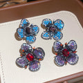 Copper Zircon Floral Butterfly Drop Earrings Light Luxury Vintage Women's Ear Jewelry view 1