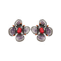 Copper Zircon Floral Butterfly Drop Earrings Light Luxury Vintage Women's Ear Jewelry view 5