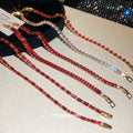 18K Gold Plated Copper Full Rhinestone Ruby Red Geometric Light Luxury Bangle For Women view 4