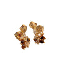 Copper Zircon Petal Tiger Eye Flower Drop Earrings French Light Luxury Minimalist Style view 5