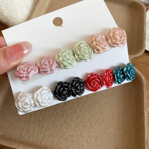 Light Luxury Floral Faux Pearl Stud Earrings Jewelry Set For Women Elegant Fashion Ear Accessories