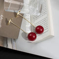 Elegant Red Cherry Long Drop Alloy Statement Earrings For Women, Sweet New Year Dangle Earrings view 2