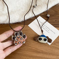 Light Luxury Alloy Leather Enamel Cat Paw Dog Sweater Necklace For Women view 4