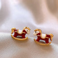 Alloy Silver Needle Enamel Horse Drop Earrings, New Chinese Light Luxury OL Style Jewelry view 4